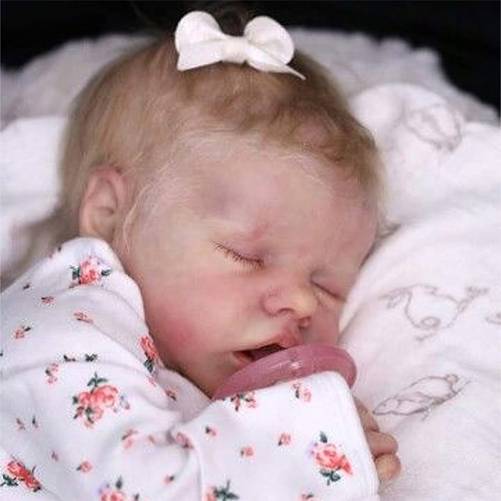 [Newborn Girl]12'' Realistic Reborn Sleeping Baby Doll Real Soft Silicone Body Babies with Brown Hair Named Sutana