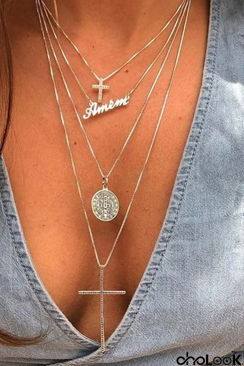 Letter Cross Layer Necklace