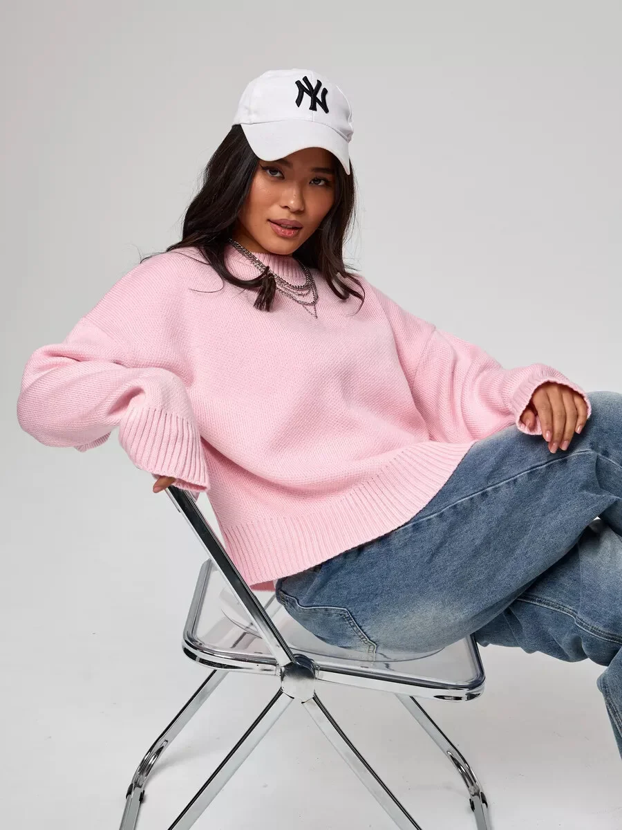 Athvotar Athvotar Autumn And Winter Hot Sale Thick Short Round Neck Solid Color Sweater Bum Basic Women's Clothing