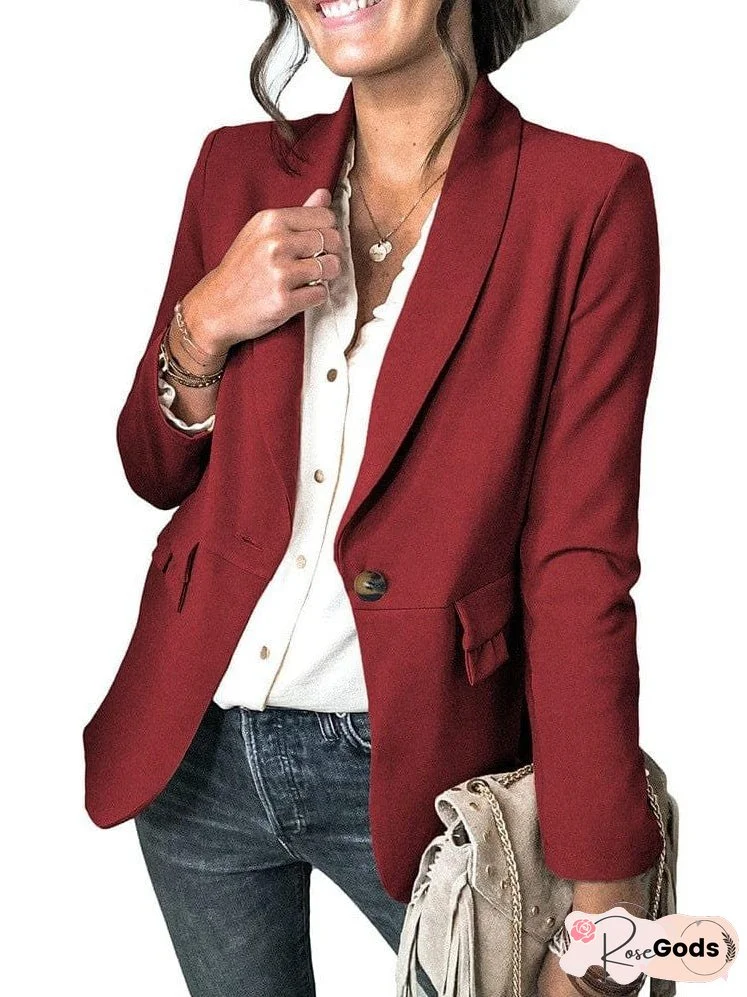 Female's Daily Wear Long Sleeve Solid Color Blazer