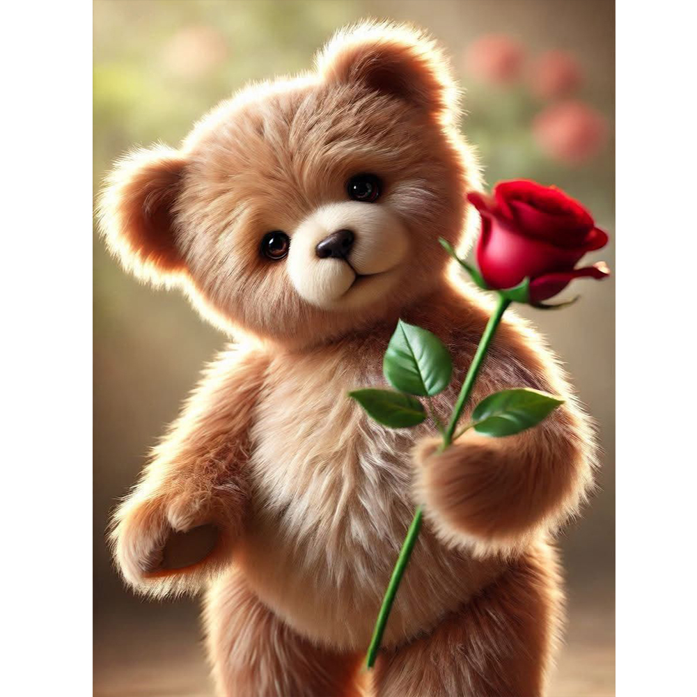 Rose Bear 30*40cm(canvas) full round drill diamond painting
