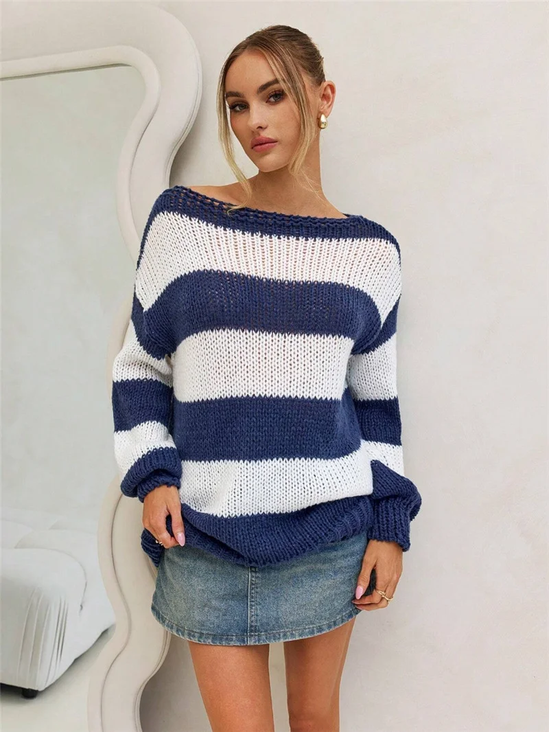 Athvotar Athvotar Fashion New Lazy Loose Sleek Sleeve Sweater Casual Knitting Top Woman