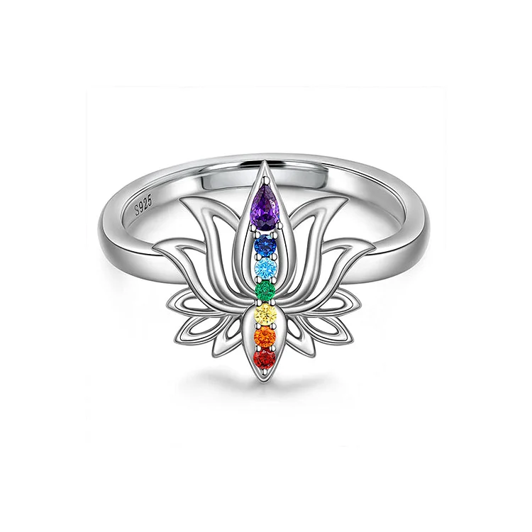 S925 Crystal Silver Energy Lotus Ring