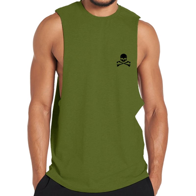 Cotton Skull Crossbones Workout Tank Top tacday