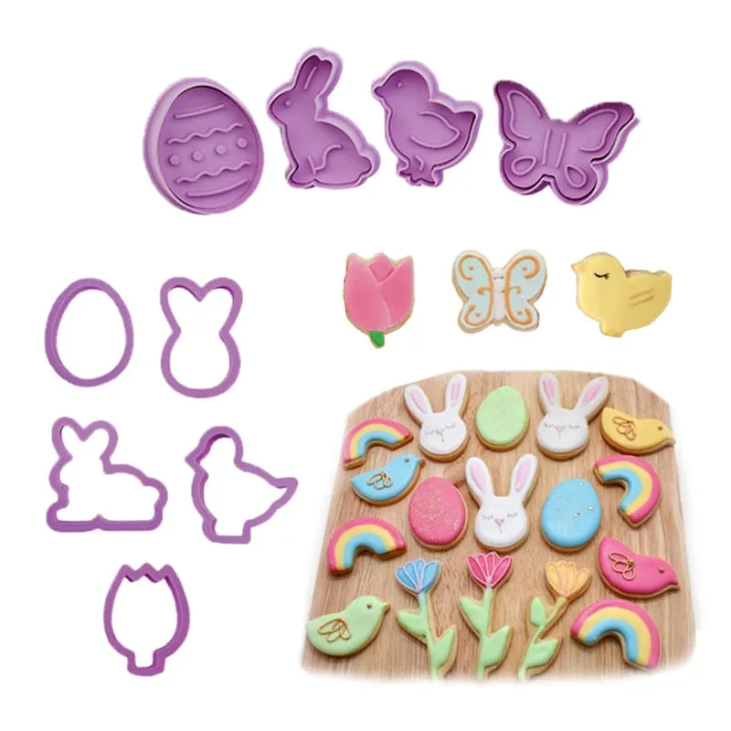 Easter Cookie Mold Plastic Animal Biscuit Cutter Cartoon Rabbit Molds Baking Tools DIY Kids Birthday Party Decoration Supplies