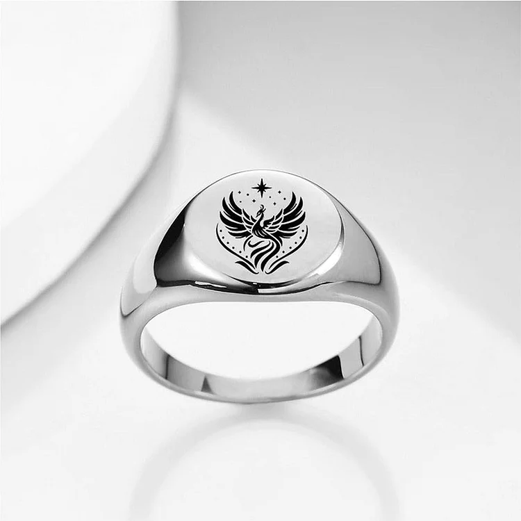 Strong As Fuck Phoenix Signet Round Ring