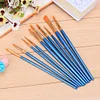 10pcs Blue Watercolor Gouache Paint Brushes Nylon Hair Painting Brush Set