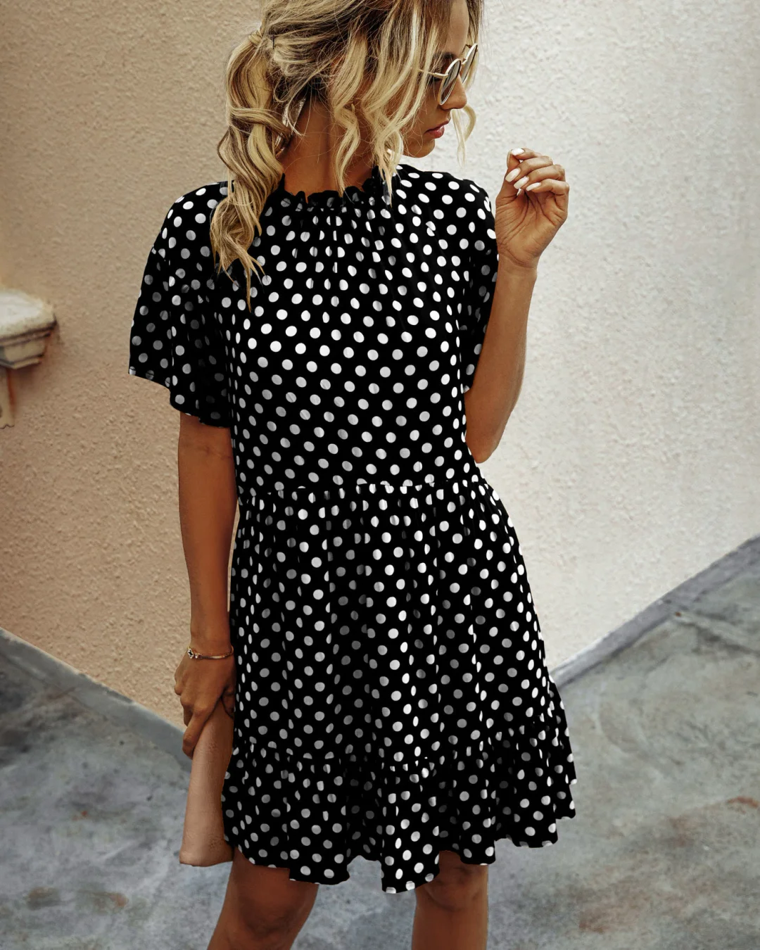 Fashionable Polka Dot Women's Dress For Summer