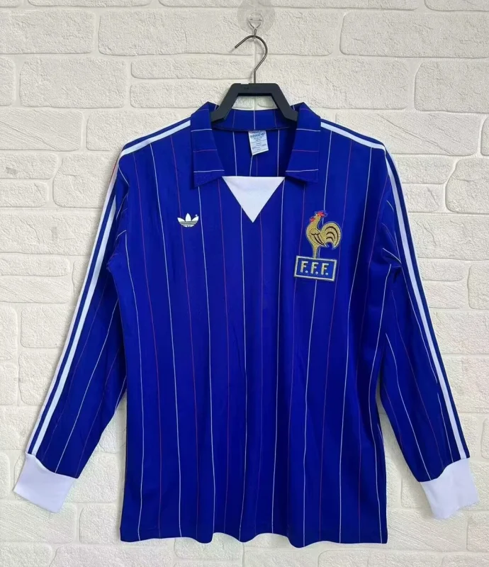 1980 France Home Retro Long Sleeve Jersey