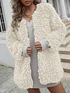 Fashion Solid Color Round-Neck Lamb Wool Coat