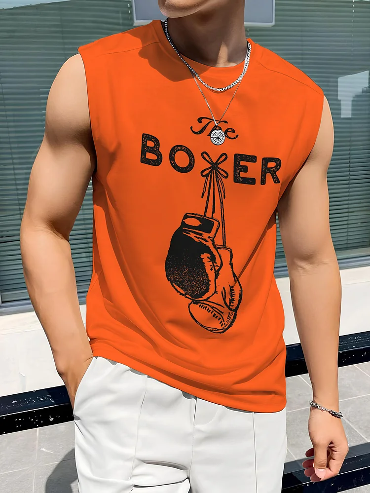 Men's The Boxer Fitness Art Print Cotton Tank Top