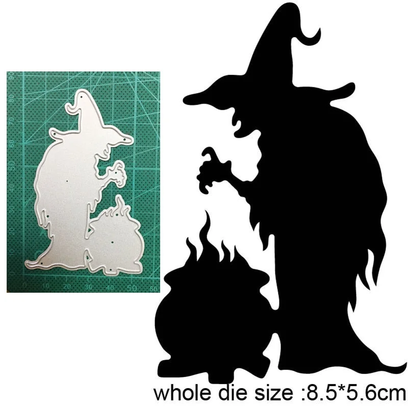 2021 New Cutting Metal Dies For Halloween Witch Cat Do It Yourself Stamps Card Gift Decoration Paper Craft Supplies