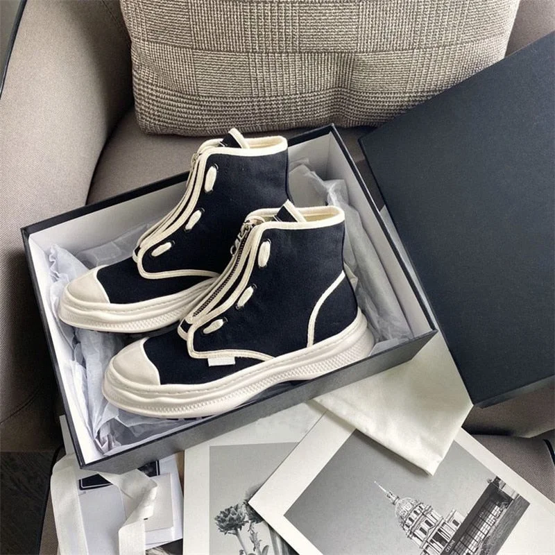 Retro Ladies Canvas Shoes Zapatillas Mujer Casual Flat Platform Shoes Mixed Colors Sneakers Women Round Toe Cozy Female Shoes