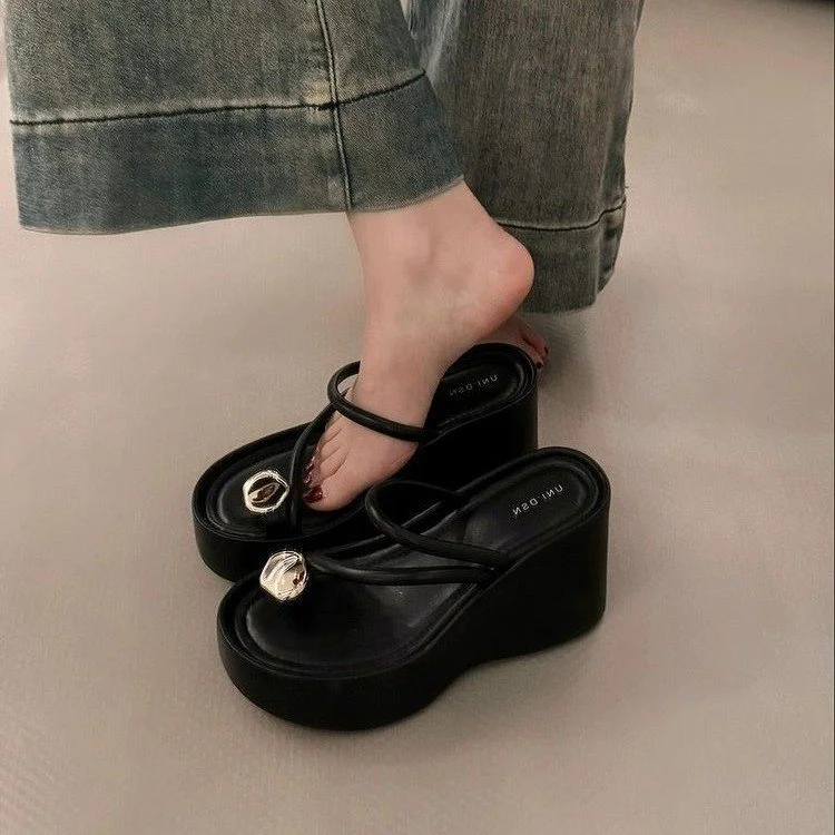 Wongn Wongn Toe Silver Small Slippers Women's Shoes Wear 2024 New Summer Small Platform Fashion Sandals