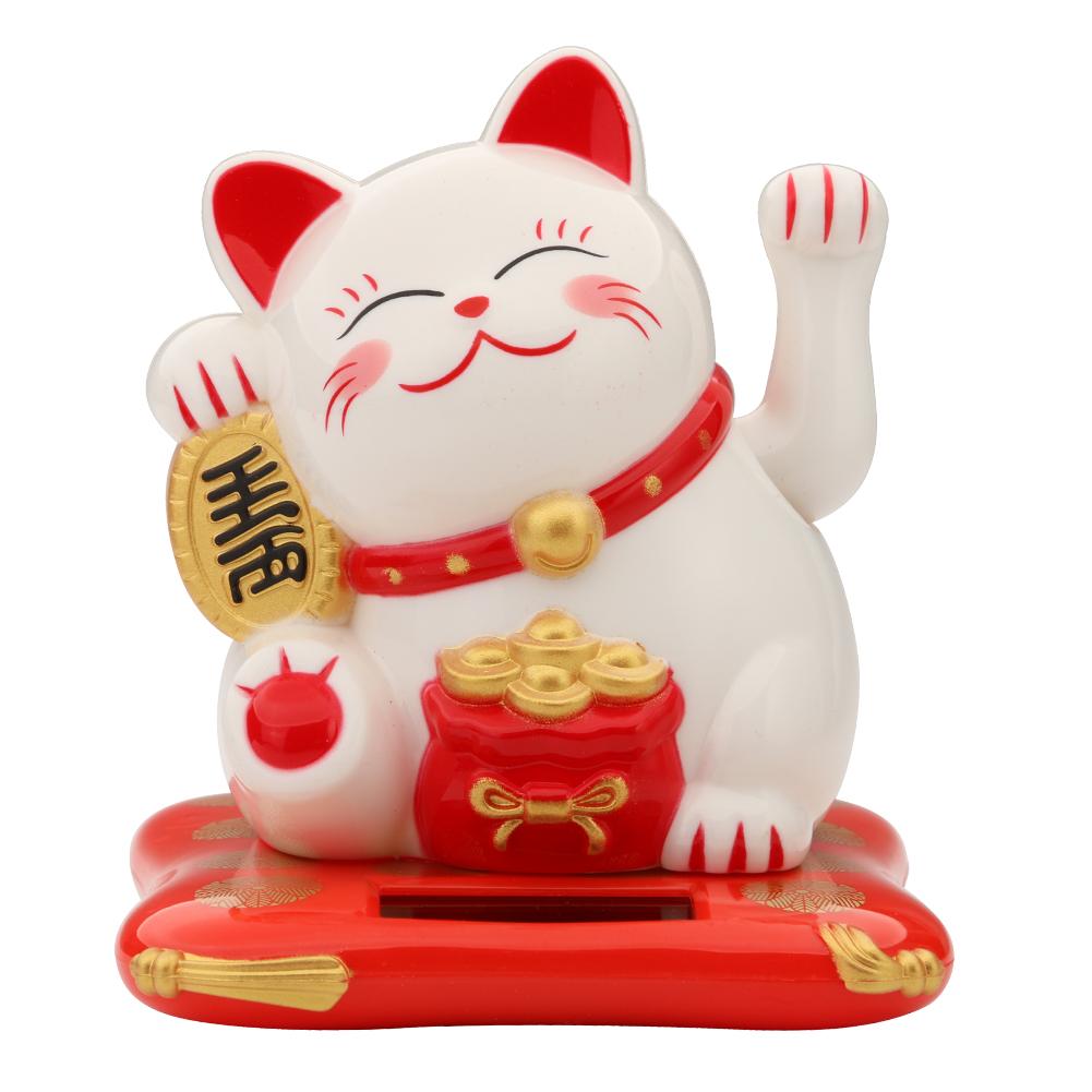 

2.5 inch Cute Shaking Hands Solar Lucky Fortune Cat Wealth Waving Figurines, Yellow, 501 Original