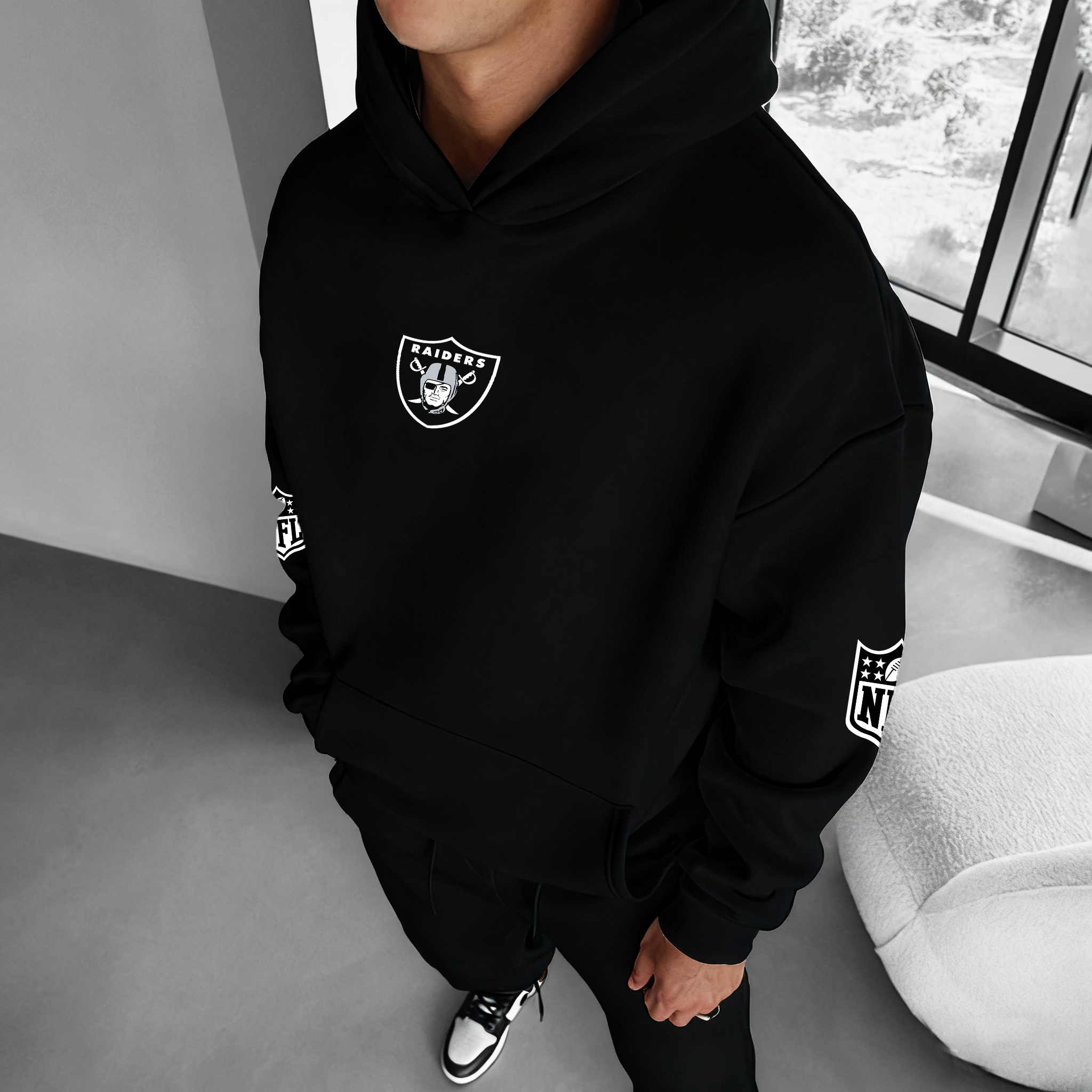Unisex Rugby Championship Team Logo Print Oversized Casual Hoodie