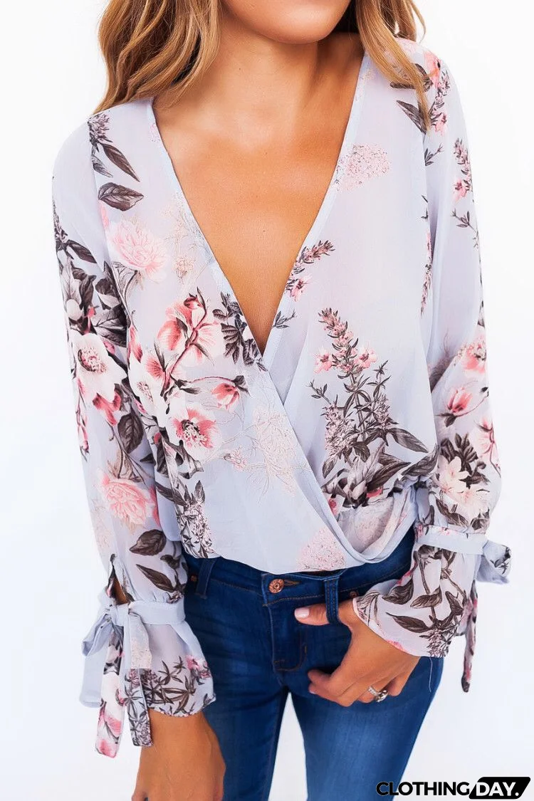 Fashion Sexy Printing V-Neck T-Shirt