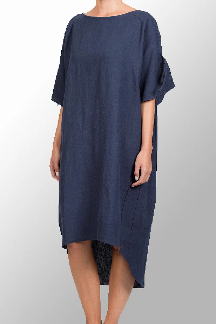 Solid Short Sleeve Midi Dress