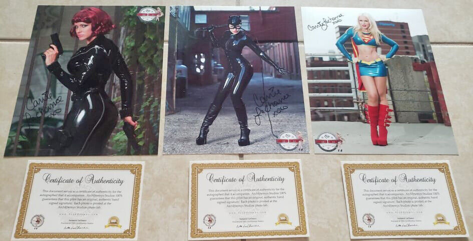 Lot of 3: Carrie LaChance Autographed/Signed Sexy 8x10 Photo Poster painting +COA's for each