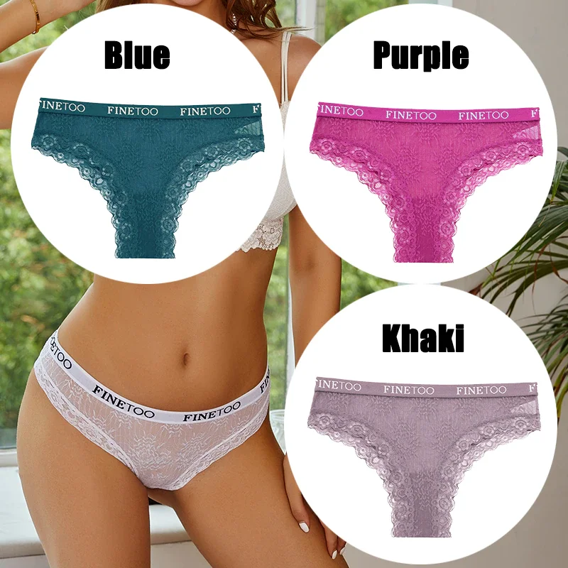 Billionm FINETOO Women Sexy Lace Panties Floral Perspective Underwear Intimates Brazilian Pant Female Breathable Thong Soft Lingerie