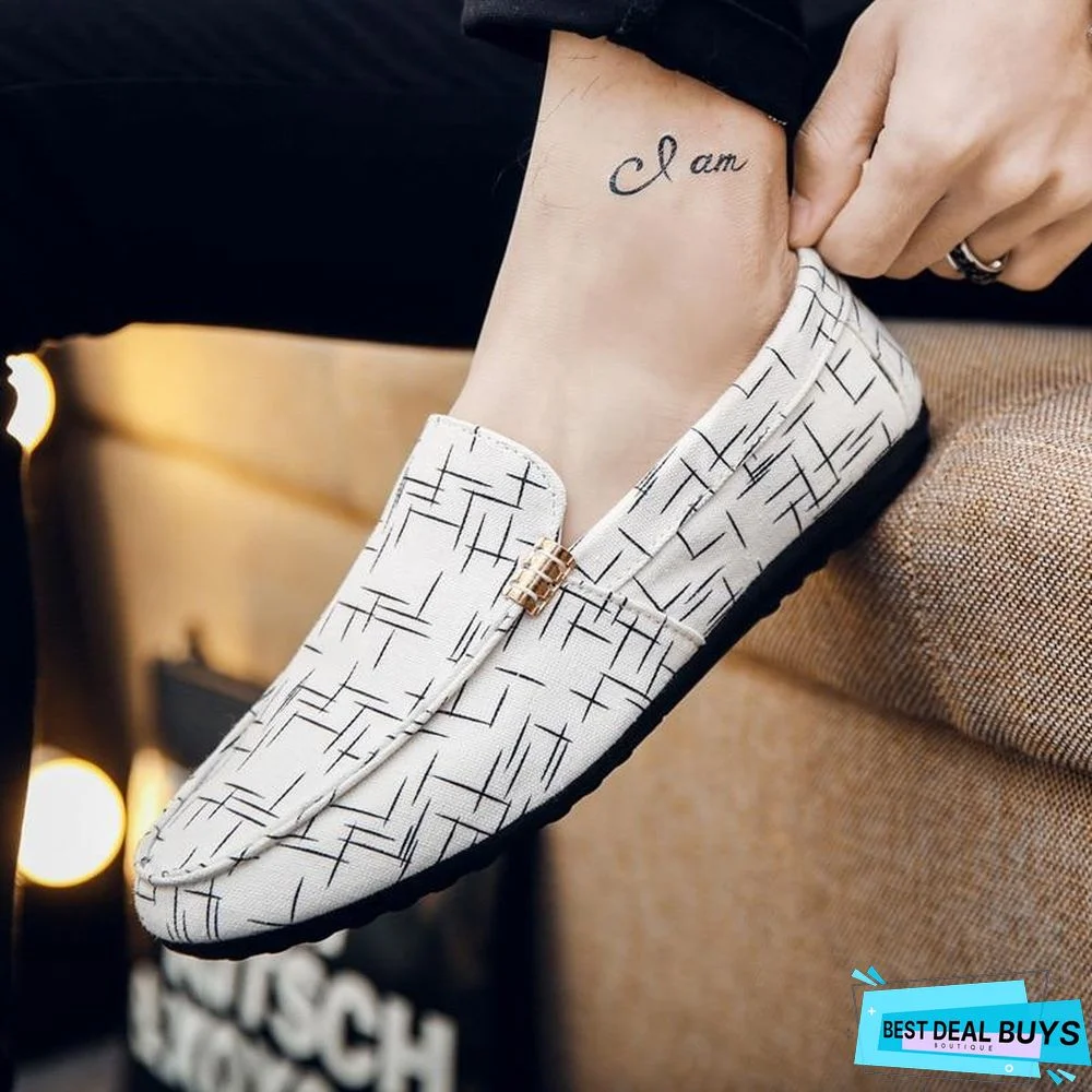 Men Summer Light Canvas Loafers Shoes Breathable Fashion Flat Footwear