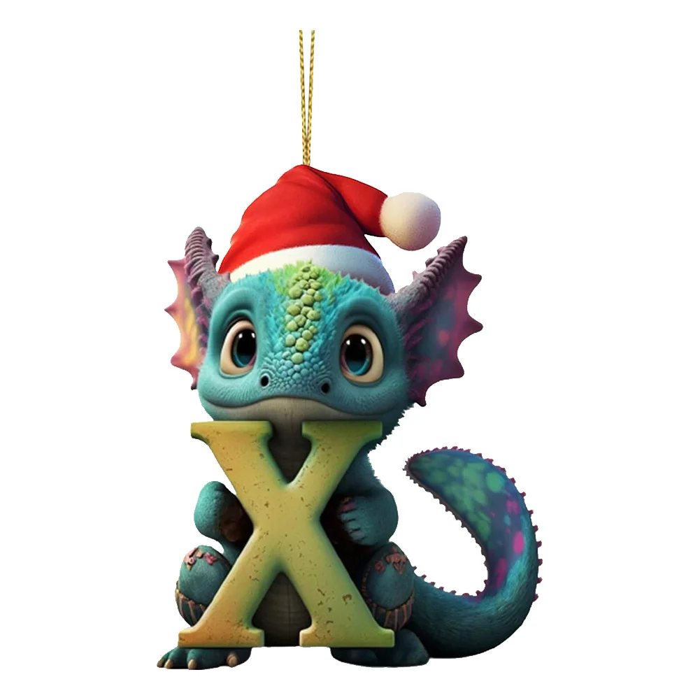 Christmas Cute Dragon Pendants Acrylic Letter Shaped Exquisite for Xmas Tree Car