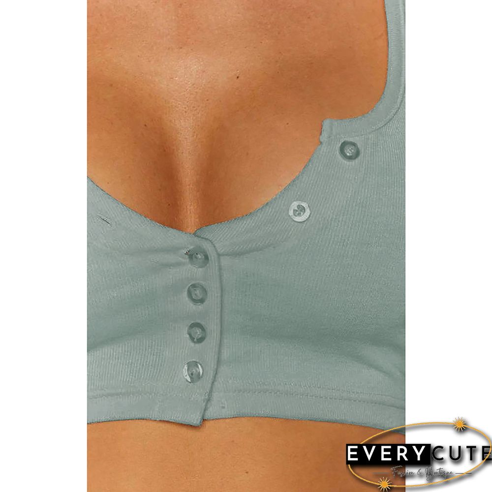 Mignonette Knit Rib Button Crop Top