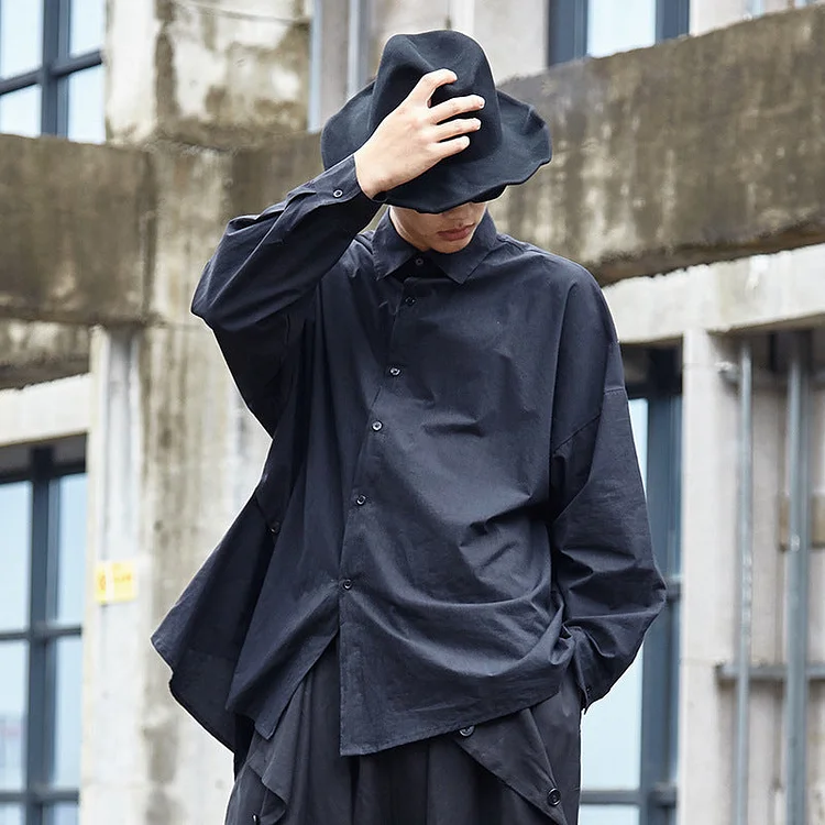 Trendy Darkwear Japanese Irregular Long-sleeved Shirts-dark style-men's clothing-halloween