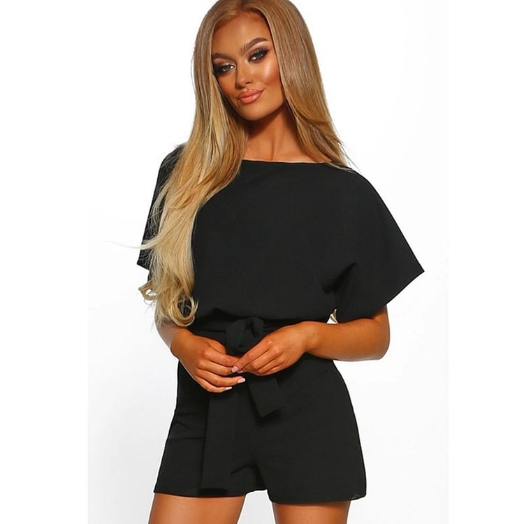 Women Summer Shorts Jumpsuits -juniors Casual Loose Pants Rompers Dressy Top Belted Playsuits