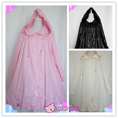 [Chess Story]3 Colors Sweet Rainbow Lolita Rain Coat with Removable Hat ...
