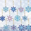 12pcs 2D Flat DIY Diamond Painting Keychain Double Sided Keyrings (Snowflakes)