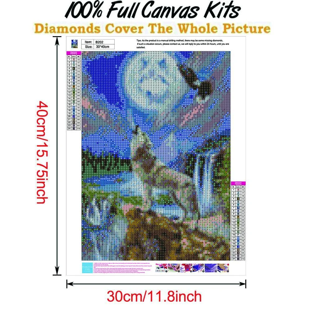 Diamond Painting - Full Round Drill - Moon Wolf(30*40cm)