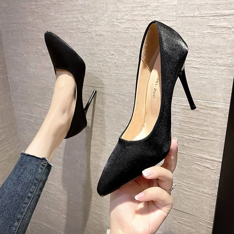 Wongn Wongn 2023 New Fashion Pointed High Heels Professional Work Shoes Korean Version OL Fine Heel Single Shoes Women