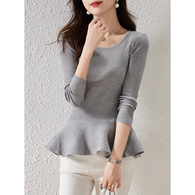 Toloer Toloer Autumn Outfit New Foreign Style Slim Waist Flounce Skirt Place Top Female Sweater Bottom Shirt-Outfit Ideas