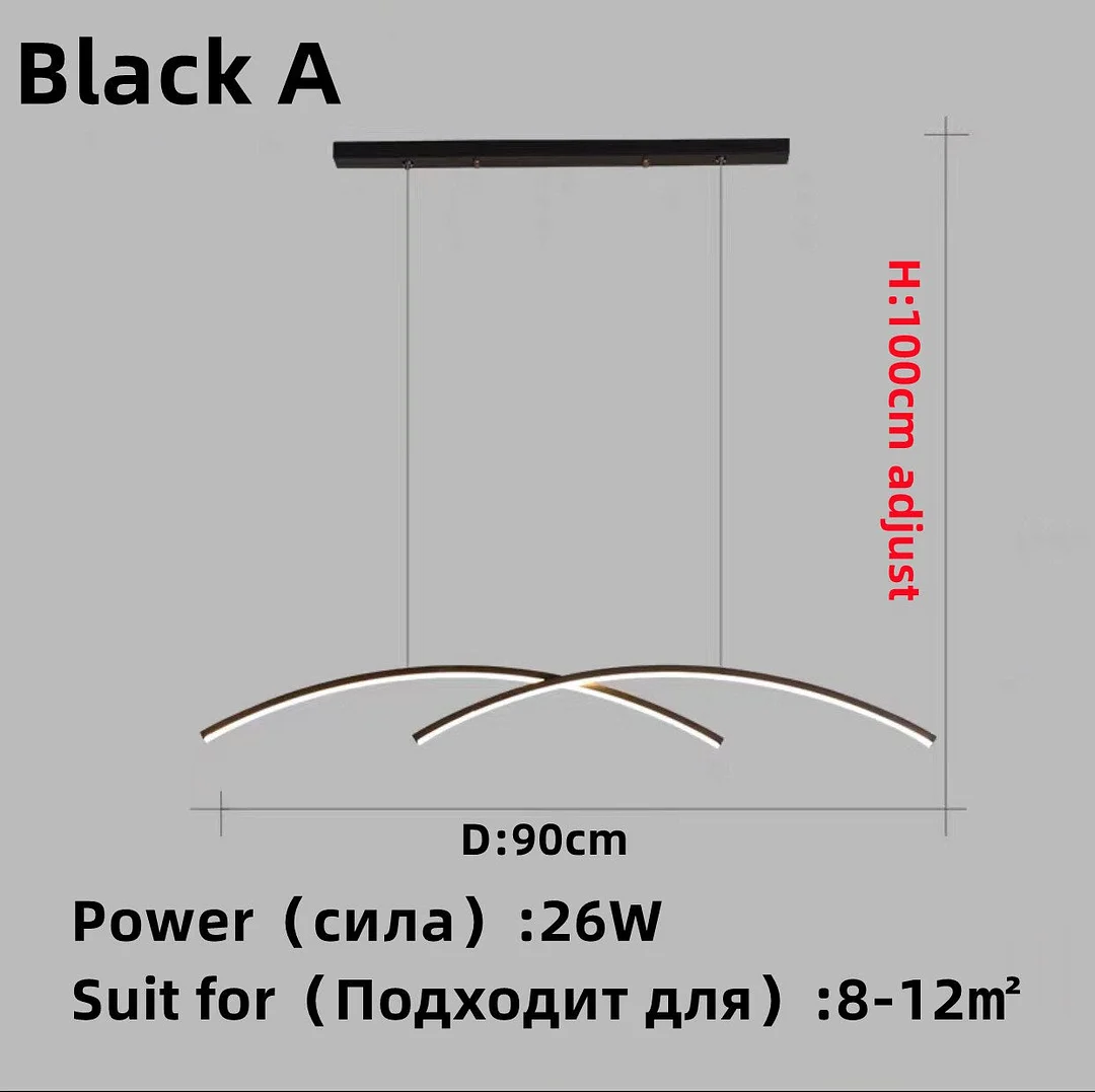 LED Modern Luxury Restaurant Chandelier Gold Black Nordic Minimalist Art Long Line Dining Room Bar Office Lighting Pendant Light