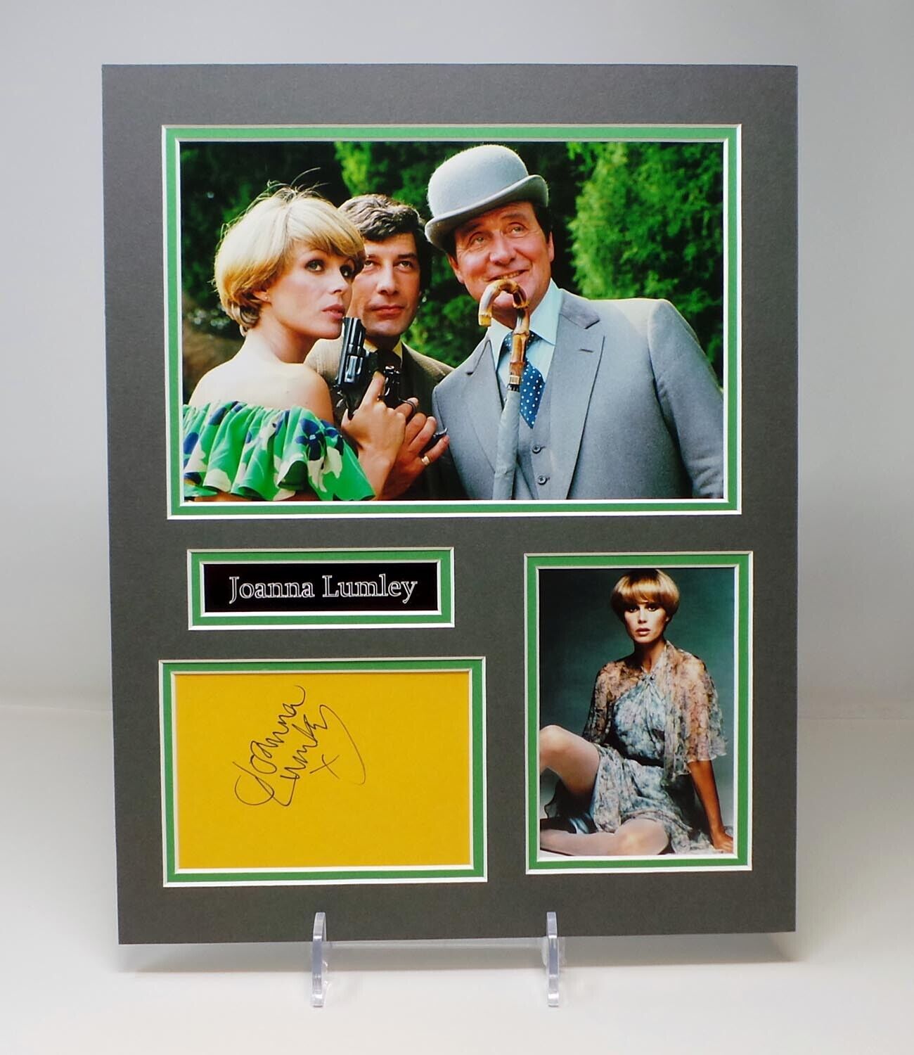 Joanna LUMLEY Signed Mounted Purdey The Avengers Photo Poster painting Display AFTAL RD COA