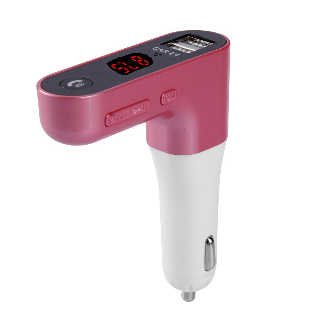 

Bluetooth Hands-free Car Kit FM Transmitter MP3 Player USB Charger (Pink), 501 Original