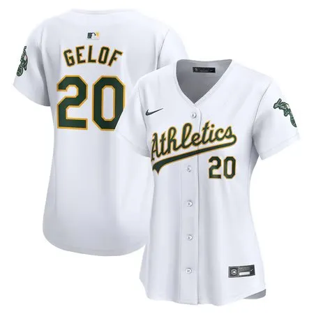 Women's Oakland Athletics #20 Zack Gelof  White Home Limited Player Jersey