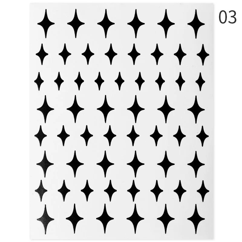 1Pc Black White French 3D Nail Sticker Hollow Painting Nail Trasnfer Sliders Manicure Butterfly Star Heart Pattern Nail Decor-Nail Inspo