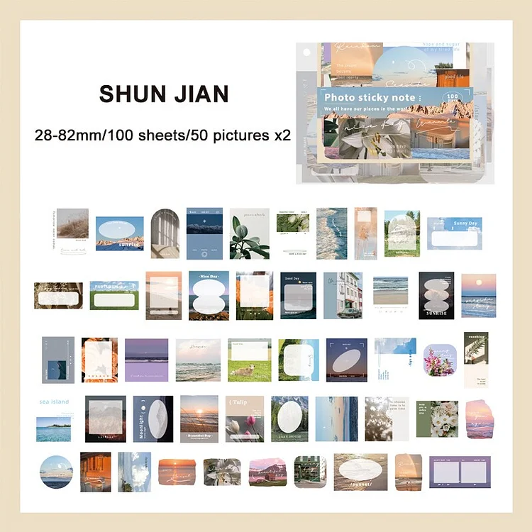 JOURNALSAY 100 Sheets INS Vintage Border Journal Material Pack Cute Landscape