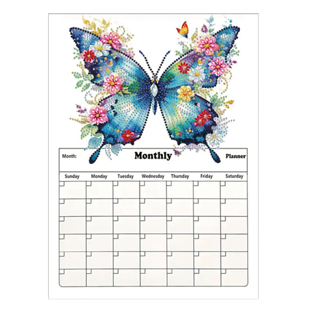 Special Shaped Butterfly 5D DIY Diamond Painting Art Magnetic Fridge Calendar