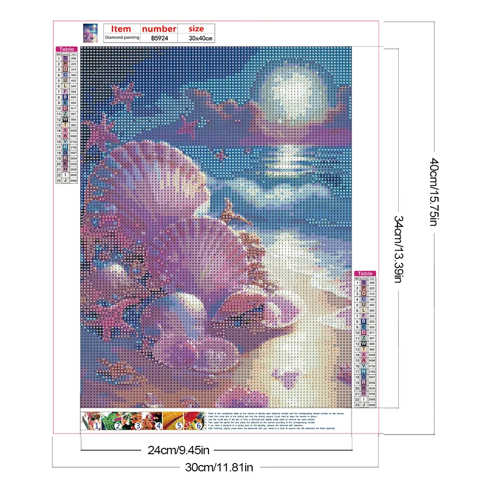 2pcs Diamond Painting - Full Round Drill - Fantasy Shells(Canvas|30*40cm)