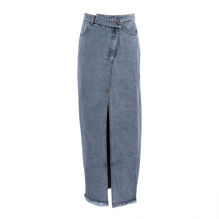 Ootddress 2025 New Casual High Waist Denim Skirts Women Spilt Out Maxi Jean Skirt Summer Holiday Long Skirts