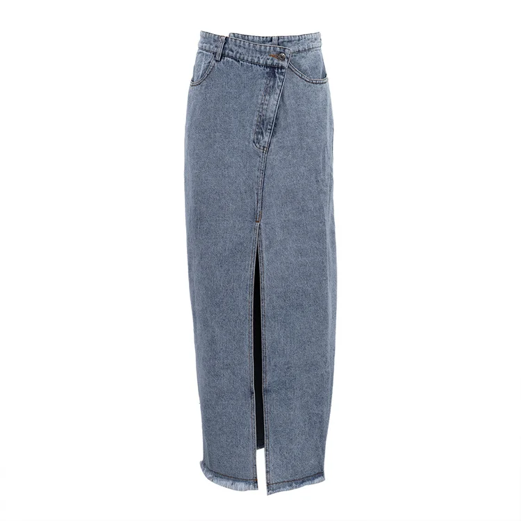 Ueong Ueong Women's Autumn And Winter New Fashion Skirt Long High Waist Split Vintage Denim Skirt Wrapped Hip Skirt