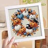 5D DIY Partial Special Shaped Drill Diamond Painting Halloween Wreath Art With Frame Kit 8x18cm
