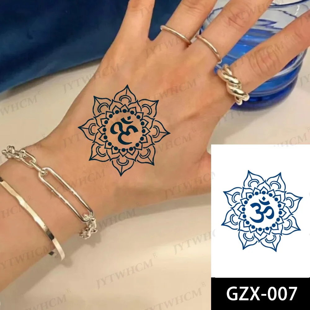 Sdrawing Stickers Semi-permanent Plant Lasting Tattoo Blue Henna Lace Flower Arm Non-reflective Herbal Juice Tattoo Waterproof