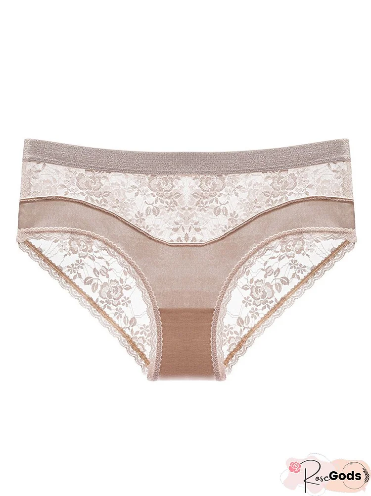 Sexy Lace Satin Low Waist Briefs Plus Size