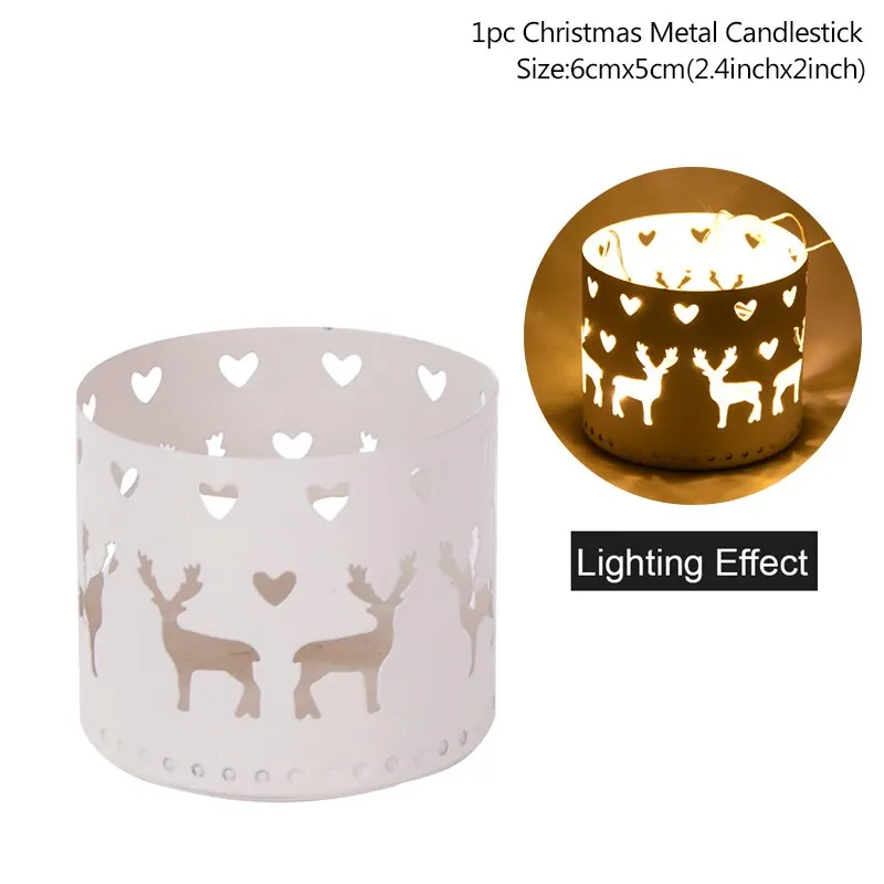 Xmas Iron Hollow Candle Holder Merry Christmas Decorations For Home Table Ornaments Noel Navidad Natal New Year Gifts 2022