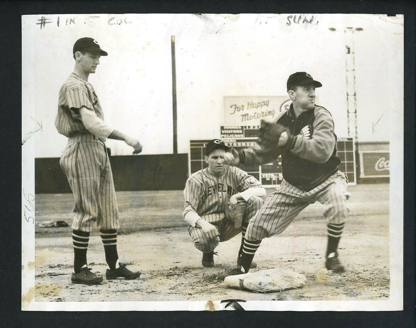 Ski Melillo Oscar Grimes Jim Webb 1939 Type 1 Press Photo Poster painting Cleveland Indians