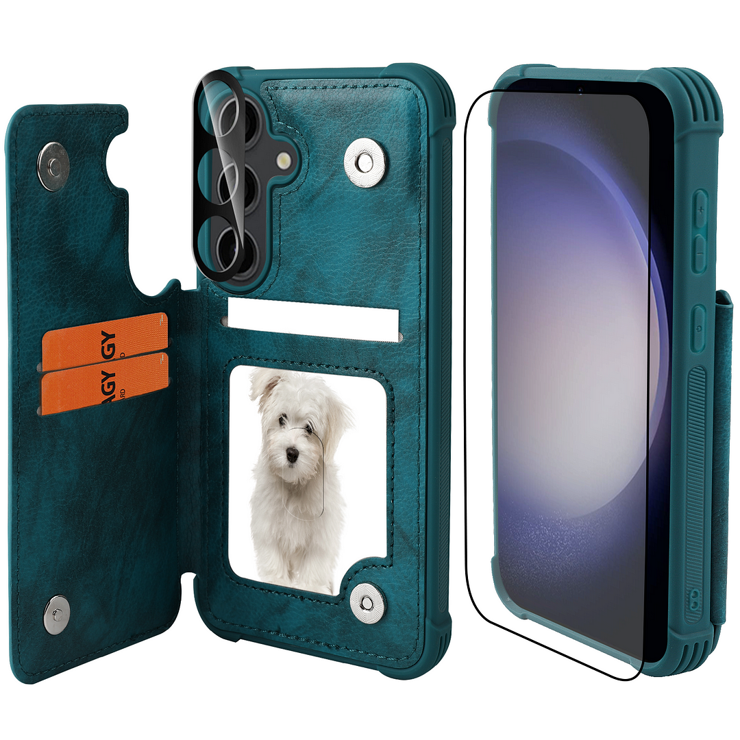 VANAVAGY Wallet Case Compatible for Galaxy S24  with Credit Card Holder